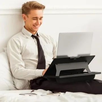 Laptop Lap Desk - Adjustable Lap Desk for Laptop with 8 Angles, Laptop Lap Desk with Cushion Fits up to 15.6 Inch Laptops, Portable Lap Desk with Handle for Home&Office