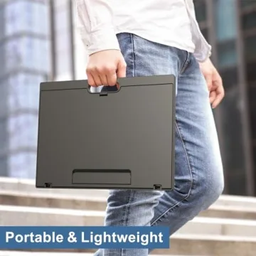 Laptop Lap Desk - Adjustable Lap Desk for Laptop with 8 Angles, Laptop Lap Desk with Cushion Fits up to 15.6 Inch Laptops, Portable Lap Desk with Handle for Home&Office