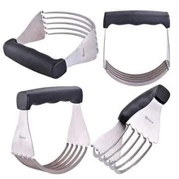 Orblue Dough Blender Pro - Premium Stainless Steel Pastry Cutter with 5 No Flex Blades - Large Size