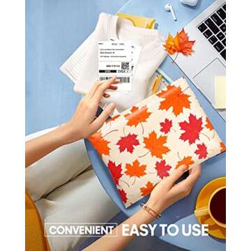 100 Pack Fall Poly Mailers with Maple Leaves Design