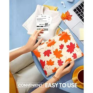 100 Pack Fall Poly Mailers with Maple Leaves Design
