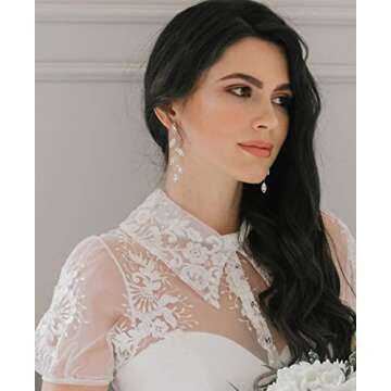 SWEETV Crystal Wedding Earrings - Elegant Dangling Rhinestone Jewelry for Women