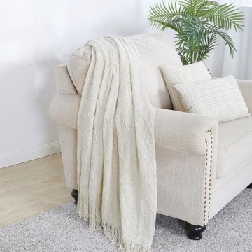 BOURINA Soft Knitted Throw Blanket Elegant 50x60 Beige