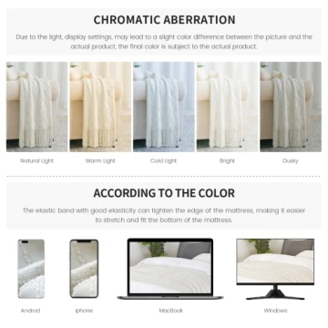 BOURINA Soft Knitted Throw Blanket Elegant 50x60 Beige