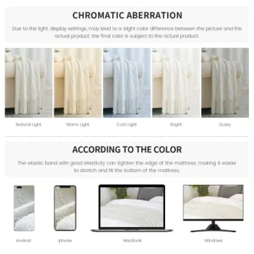 BOURINA Soft Knitted Throw Blanket Elegant 50x60 Beige