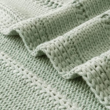 RECYCO Cable Knit Sage Green Throw Blanket for Couch, Super Soft Warm Cozy Decorative Knitted Throw Blanket 2.3LB for Bed, Sofa, Chair 50"x60"