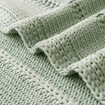 RECYCO Cable Knit Sage Green Throw Blanket for Couch, Super Soft Warm Cozy Decorative Knitted Throw Blanket 2.3LB for Bed, Sofa, Chair 50"x60"