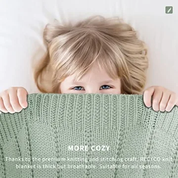 RECYCO Cable Knit Sage Green Throw Blanket for Couch, Super Soft Warm Cozy Decorative Knitted Throw Blanket 2.3LB for Bed, Sofa, Chair 50"x60"