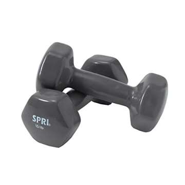 SPRI Dumbbells Hand Weights Set of 2-8 lb Vinyl Coated Exercise & Fitness Dumbbell for Home Gym Equi...