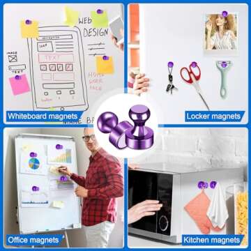 LOVIMAG 20 PCS Refrigerator Magnets, Purple Fridge Magnets Strong Magnets for Whiteboard, Small Neod...