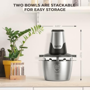 SYVIO Food Processor with 2 Bowls - Powerful Kitchen Gadget