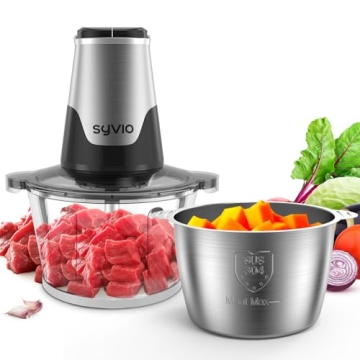 SYVIO Food Processor with 2 Bowls - Powerful Kitchen Gadget