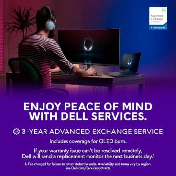 Alienware AW2725DF OLED Gaming Monitor - 26.7-inch Quantom-Dot WQHD (2560x1440) 360Hz 0.03Ms Display, AMD FreeSync Premium Pro, HDMI/DP/USB 3.2 Gen1, Height/Tilt/Swivel/Pivot Adjustability - Black