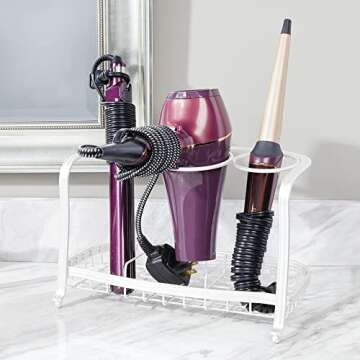 mDesign Steel Bathroom Countertop Hair Tool Storage Organizer Accessory Basket Tray, Vanity Table Ho...