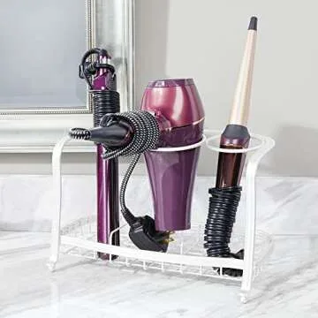 mDesign Steel Bathroom Countertop Hair Tool Storage Organizer Accessory Basket Tray, Vanity Table Ho...