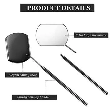 Large Lash Mirror, Dfsuiwk Detachable Eyelash Mirror Stainless Steel Eyelash Makeup Mirror, Eyelash Extensions Accessories for Lash Extension Supplies Black