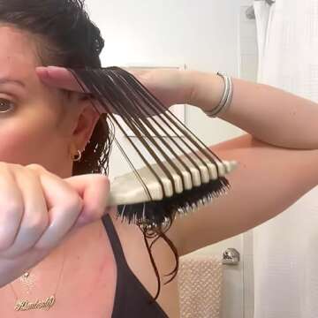 Alnilamo Hair Brush, 3-in-1 Boar Bristle Curling Brush Styling for Detangling, Curl Define, Magical Ultra Wet or Dry Detangling Curly Hair Brush, Shiny Smooth (1PC White)