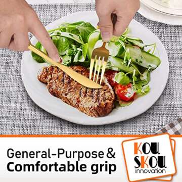 KOUSKOU Mirror Gold Silverware Set for 8 - 40 Piece Elegant Tableware