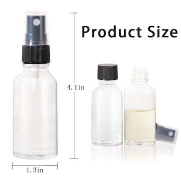 StellaCare 1oz Spray Bottles,Refillable Empty Glass Bottle with Small Fine Mist for Hair,Essential Oil,Plants, Cleaning Solutions(3 Pack)