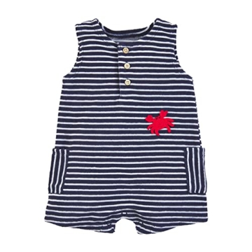 Mud Pie Baby Boy's Terry Stripe Romper for Summer Fun