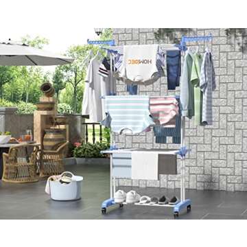 HOMIDEC Clothes Drying Rack, Large 4-Tier Foldable Drying Rack Clothing(67.7H x 19.7W x 30L Inches),...