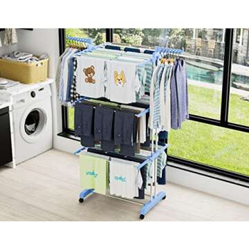 HOMIDEC 4-Tier Foldable Drying Rack - Large & Movable