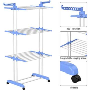 HOMIDEC 4-Tier Foldable Drying Rack - Large & Movable
