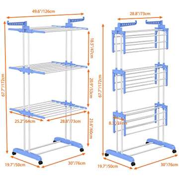 HOMIDEC 4-Tier Foldable Drying Rack - Large & Movable
