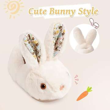Cute Bunny Design Plush Toddler Slippers Non-Slip Indoor Shoes