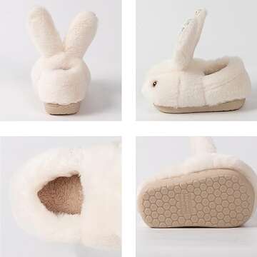Adorable Bunny Toddler Slippers Non-Slip Plush Indoor Shoes