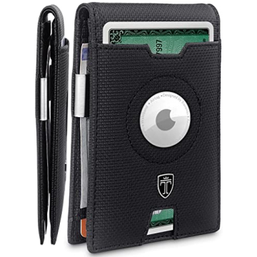 TRAVANDO AirTag Wallet Mens Wallet with Money Clip Air Tag Wallet Card Holder RFID Blocking Bifold G...