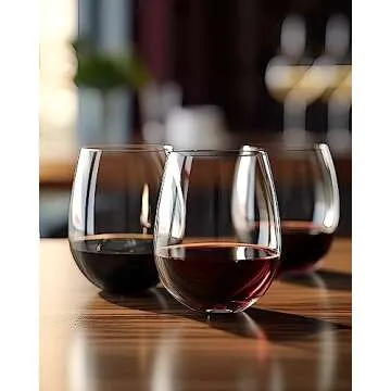 LUXU Stemless Wine Glasses(Set of 2)-20 oz,Clear Wine Cups for Red or White Wine,Crystal Whiskey Tumblers,Large Water Goblets,Drinking Glassware for Beer,Great Wine Gifts for Any Occasion