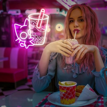 Charming Cat Boba Neon Sign for Fun Home Decor