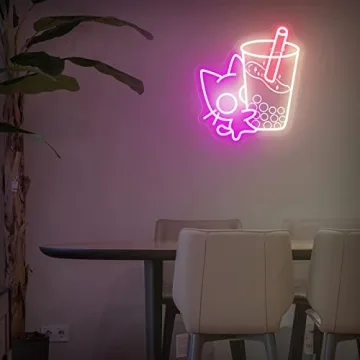 Charming Cat Boba Neon Sign for Fun Home Decor