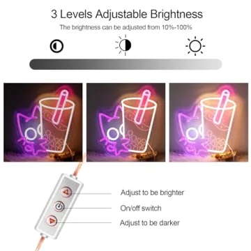 Charming Cat Boba Neon Sign for Fun Home Decor