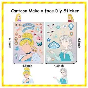 Make a Face Stickers 24PCS Make Your Own Princess Stickers for Kids Toddlers DIY Stickers Princess Themed Stickers for Kids Party Favors Awards Asverbet DIY Arts and Crafts