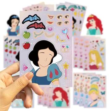 Make a Face Stickers 24PCS Make Your Own Princess Stickers for Kids Toddlers DIY Stickers Princess Themed Stickers for Kids Party Favors Awards Asverbet DIY Arts and Crafts