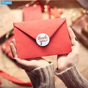 1.5 Inch Thank You Stickers Roll, 500 Pcs Rose Gold Thank You Stickers Lables for Baking Packaging,Envelope Seals, Small Business,White Stickers Tags for Wedding,Birthday,Party Gift Wrap Bag