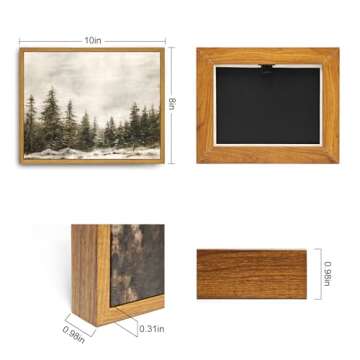 Roslynity Framed Canvas Wall Art Vintage Print Paintings Winter Pine Tree Forest Christmas Rustic La...