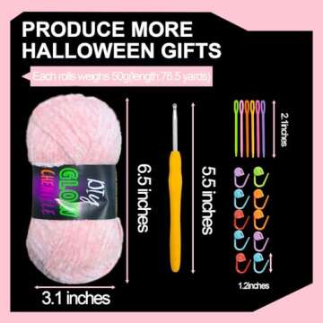 caichuxiye 6PCS Glow in The Dark Chenille Yarn,Beginner Yarn for Crocheting,DIY Handcrafts Weaving S...
