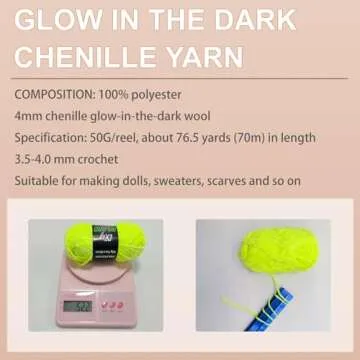caichuxiye 6PCS Glow in The Dark Chenille Yarn,Beginner Yarn for Crocheting,DIY Handcrafts Weaving Soft Chenille Yarn,50g/Reel, 70m (76.5 Yds). (Mixed Colors)