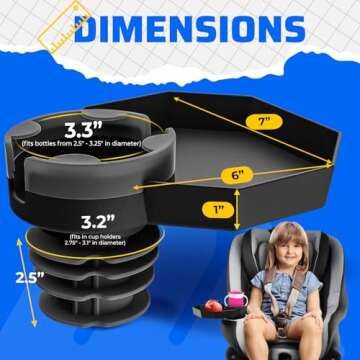 Kids Travel Tray – Car Seat and Car Cup Holder Tray - Tray for Snacks, Entertainment, Toys – Includes Cup Holder – Fits Most Car Seats