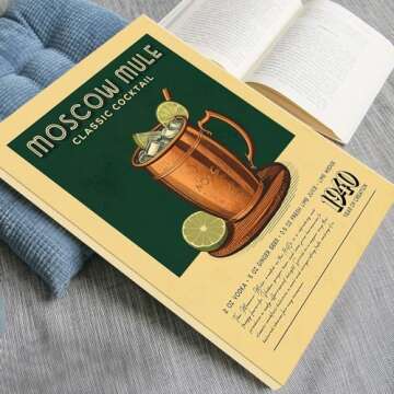 Generic Moscow Mule Poster Vintage Cocktail Poster Bar Cart Accessories and Decor Retro Cocktail Wall Art Colorful Preppy Bar Art Prints for College Dorm Apartment(16x24inchs，Unframed)