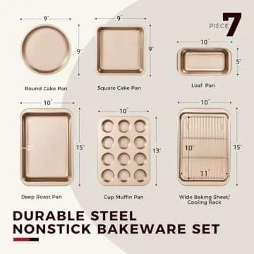 KITESSENSU 7-Piece Nonstick Bakeware Set for All Bakers