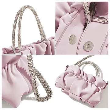 Elegant Women Evening Purse with Rhinestone Handle