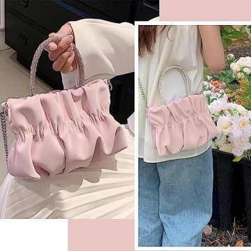 Elegant Women Evening Purse with Rhinestone Handle