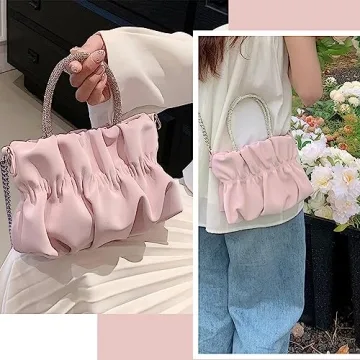 Elegant Women Evening Purse with Rhinestone Handle