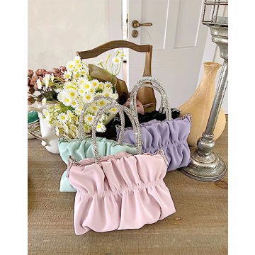 Elegant Women Evening Purse with Rhinestone Handle