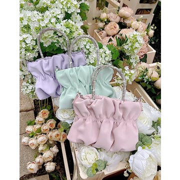 Elegant Women Evening Purse with Rhinestone Handle