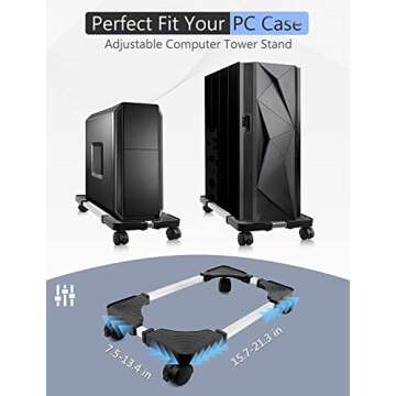 Seloom Computer Tower Stand - Mobile CPU Stand with Rolling Wheels for Gamers